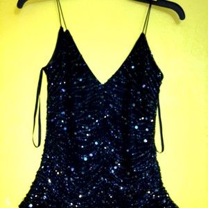 Papell boutique evening sleeveless silk beaded top